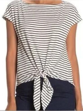 NWOT Max Studio Cap Sleeve Stripe Top